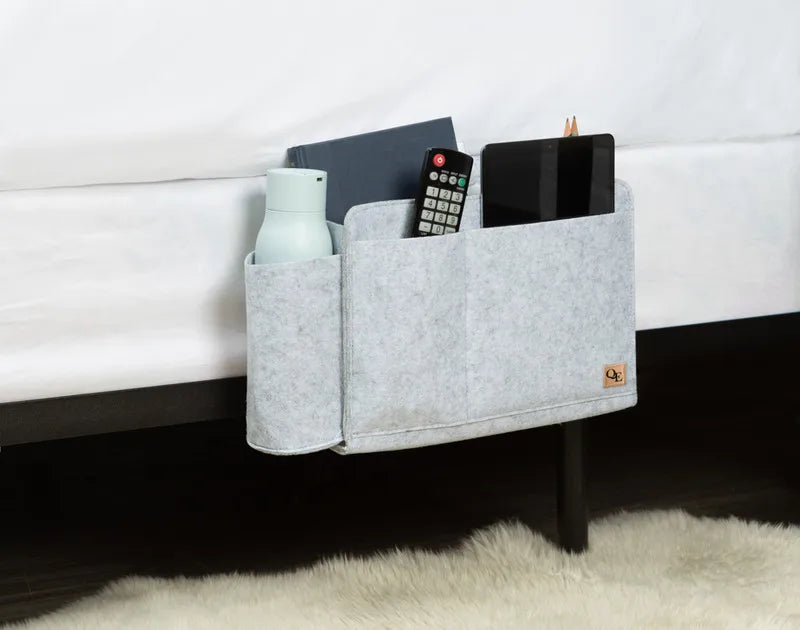 Easy Access Bedside Felt Storage Pocket Multipurpose Durable Brushed Felt Eco-Friendly Foldable Modern Bedroom Use Sturdy Cover