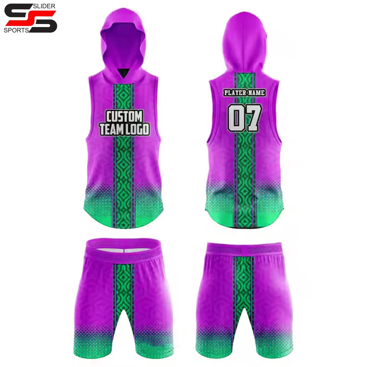 Heat-Transfer Hooded Flag Football Team Training Uniform 7V7 Compression Set Jerseys 100% Polyester Anti-Bacterial