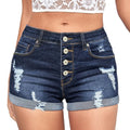 Custom Women Denim Shorts High Waisted Ladies Summer Jeans Ripped Half Pant Casual Streetwear Button Stripped  Wholesale Best