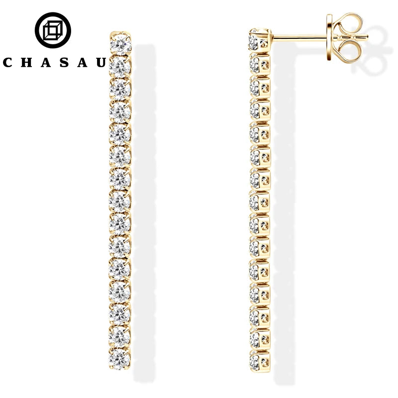Fashion Jewelry Gift 1.80cttw 2.5mm Moissanite Dangle 925 Sterling Silver Long Tassel Stud Earrings for Women