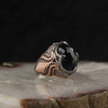 Custom Logo 925 Sterling Silver Ottoman Style Men's Ring Rhodium and Gold Bi-color Plating Turkey Model RCEGYT-779