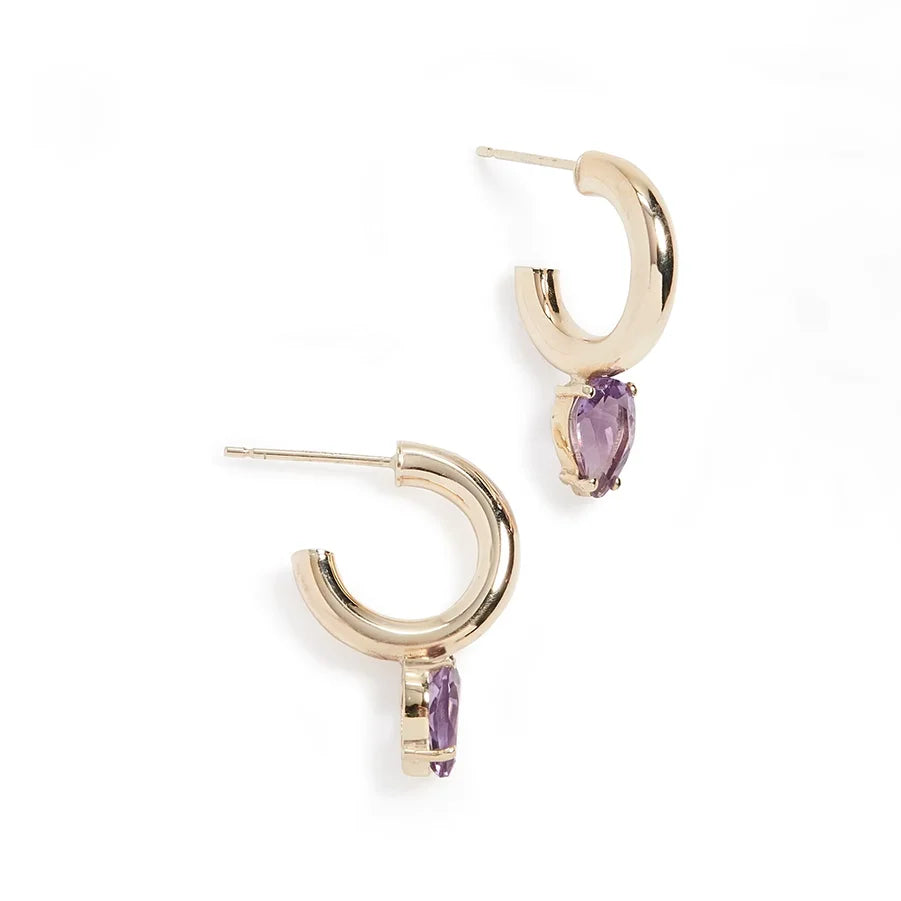 LOZRUNVE Elegant 925 Sterling Silver Multi Colored Pear Teardrop Huggie Earring Christmas Gift
