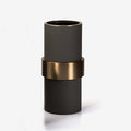 Customised Light Luxury Grey Leather Flower Vase Modern Design Stainless Steel Vase Ornament for Wedding Home Hotel Decoration