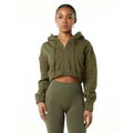 Custom Logo French Terry Streetwear Plain Cropped Full Zip up Cotton Hoodie for Women's Sweatshirt