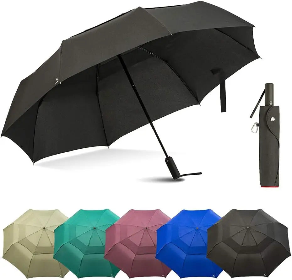 Wholesale New Design 2 Folding Umbrella Windproof Portable Custom Logo Printing Umbrella With Carabiner Handle