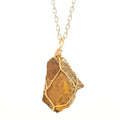 Natural Raw Stone Pendant Necklace Handmade Wire Wrapped Crystal Healing Jewelry for Women Wholesale Gift
