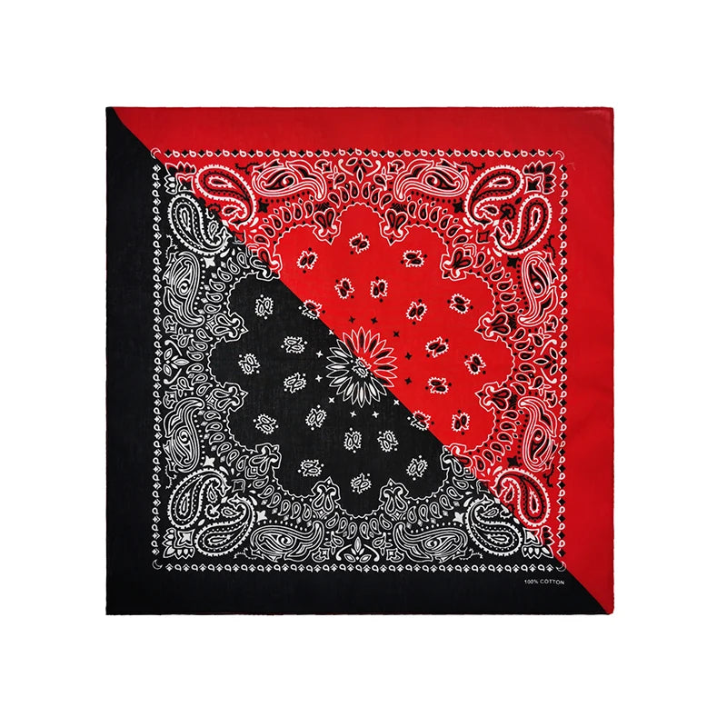 Color-Block Paisley Bandana 22x22 Inches Polyester - Customizable Print Headscarf for Women Men