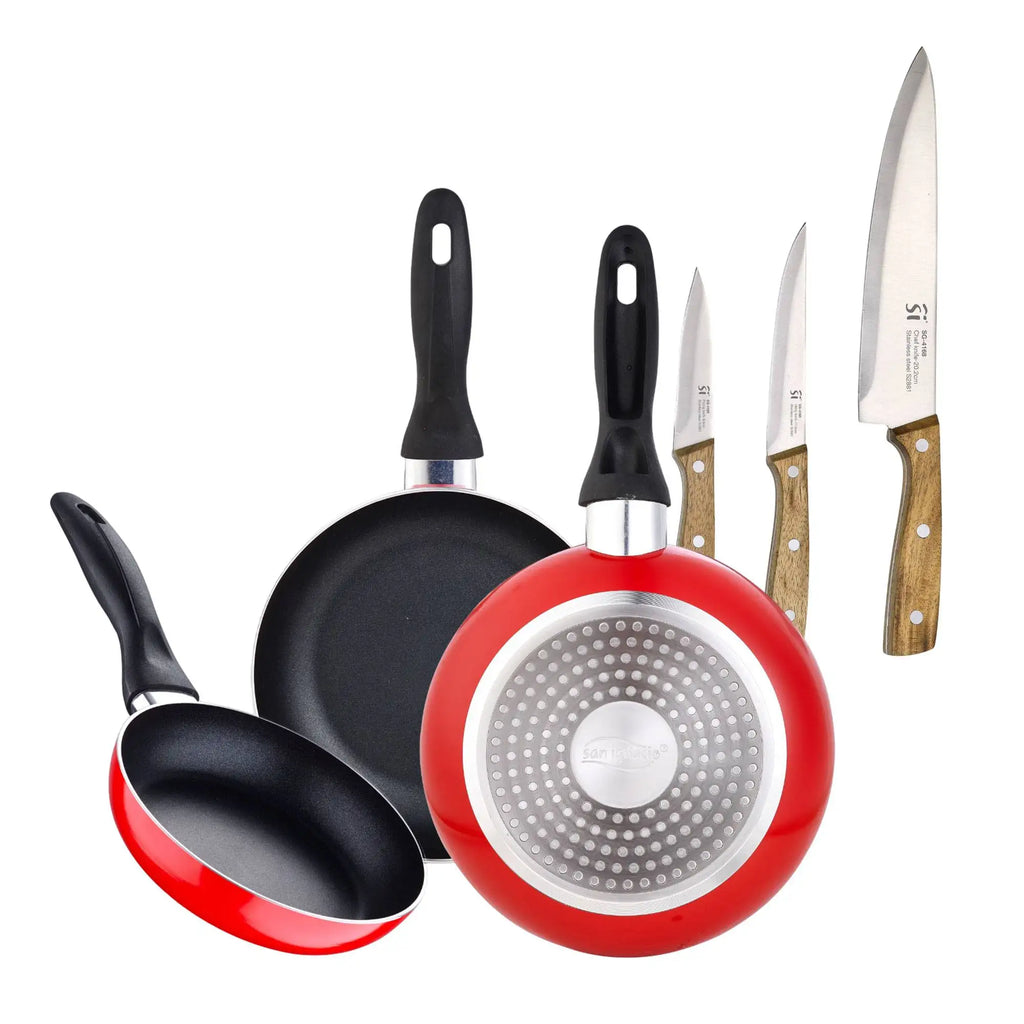 San Ignacio 3-piece frying pan set 16/20/24 cm + Borosilicate glass plunger coffee maker 15.8x10x18.8cm