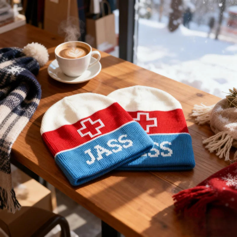 Custom Jacquard Beanies Wholesale Unisex Designer Hats Contrast Color Winter Beanie for Outdoor Sports Y2K Knitted Skull Cap