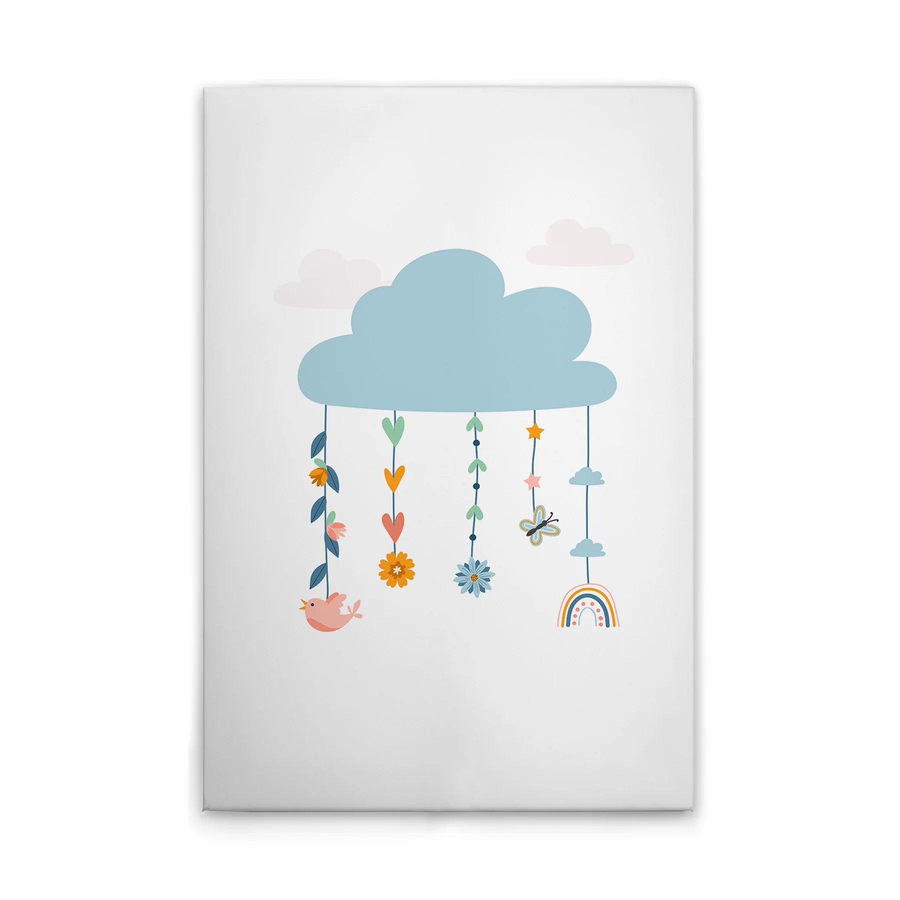 Made In Germany - Home Decor Canvas Picture Kid'S Room Clouds Mobile - Wall Mural In White And Colourful - Stretcher Frame Art