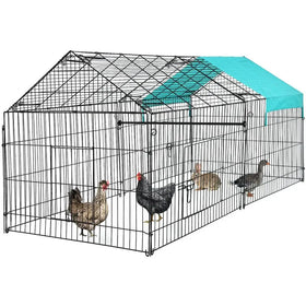 Metal Wire Foldable Cage for Small Animals (Cat Hen Duck Rabbit)-Indoor/Outdoor Use Black & Silver