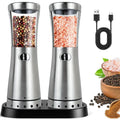 New Rechargeable Operated Automatic Pepper Grinder Set Upgraded 4.5 Oz Large Capacity Electric Salt and Pepper Grinder Set