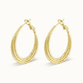 New Fashion Simple Hypoallergenic Jewelry 18K Gold Plated Brass Multi Hoop Earrings for Ladies