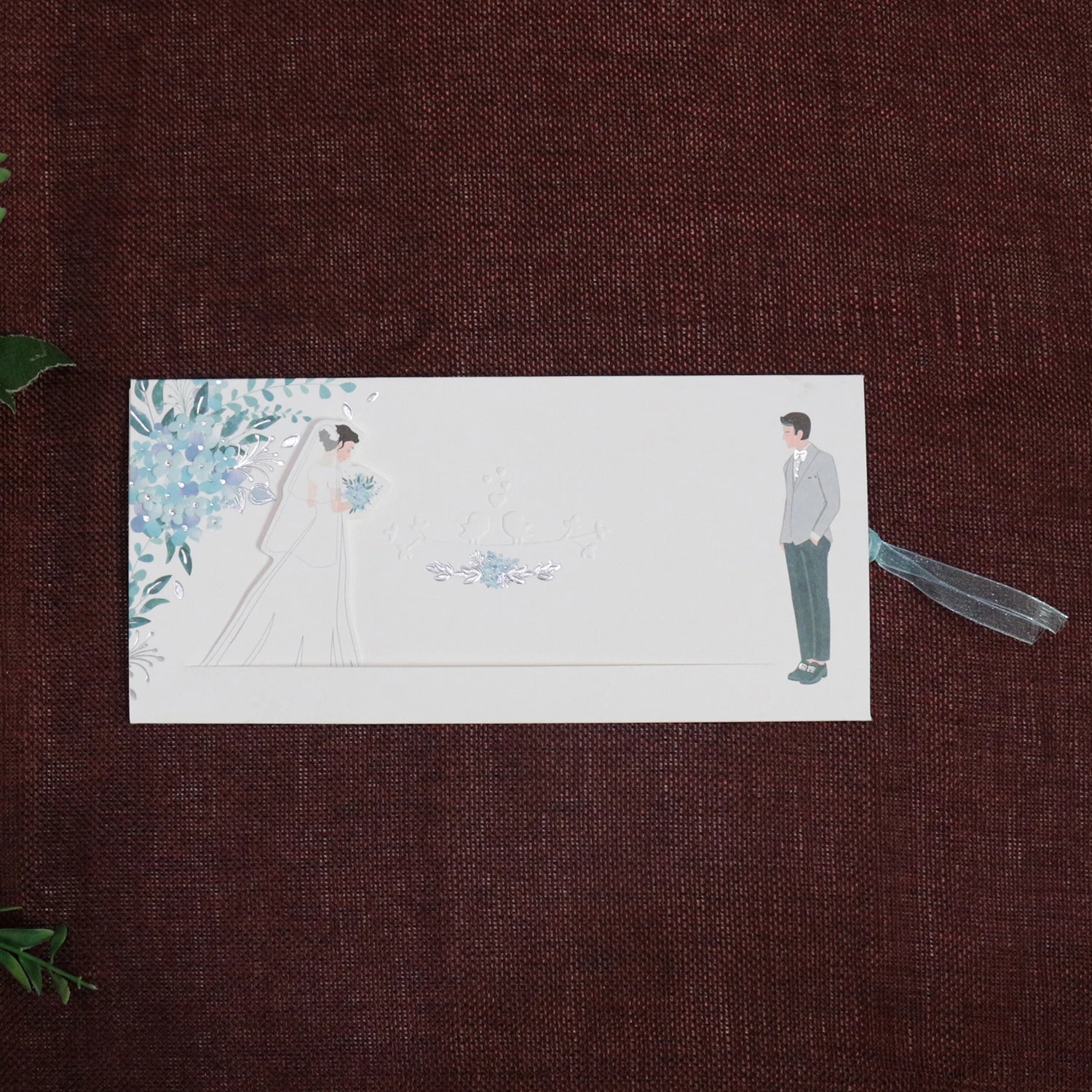 Classy Pull-Out Style Wedding Invitation Card With Customizable Text Romantic Couple Design