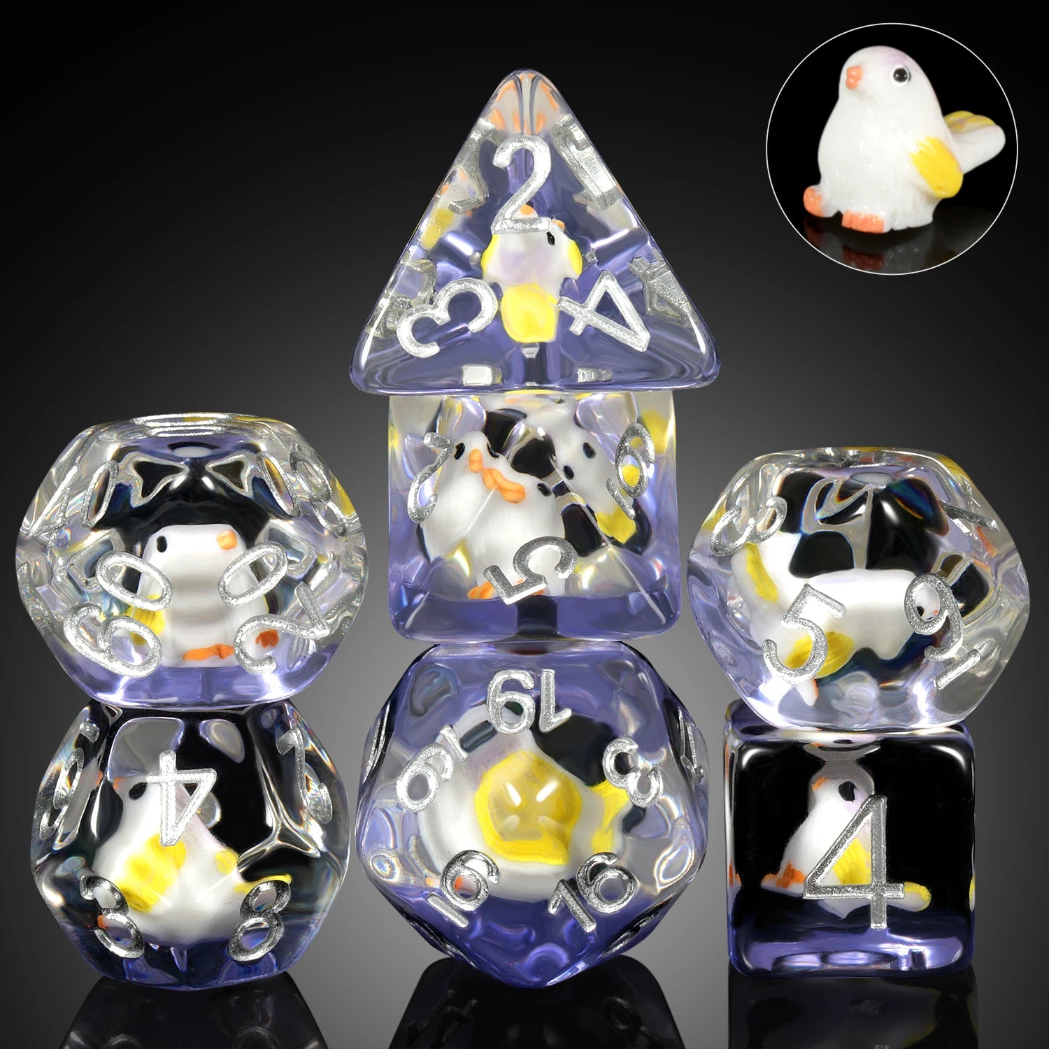 Custom Polyhedral Dice Set Wholesale - Animal Theme (Cat/Dog/Duck) Resin Dice for DND RPG Table Games OEM/ODM Service Available