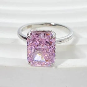 Foxi Rhodium Plated Crushed Ice Radiant Cut 8A Pinky Fine Jewelry Wedding Eternity Band Rings Jasmine 925 Silver Rings for Women