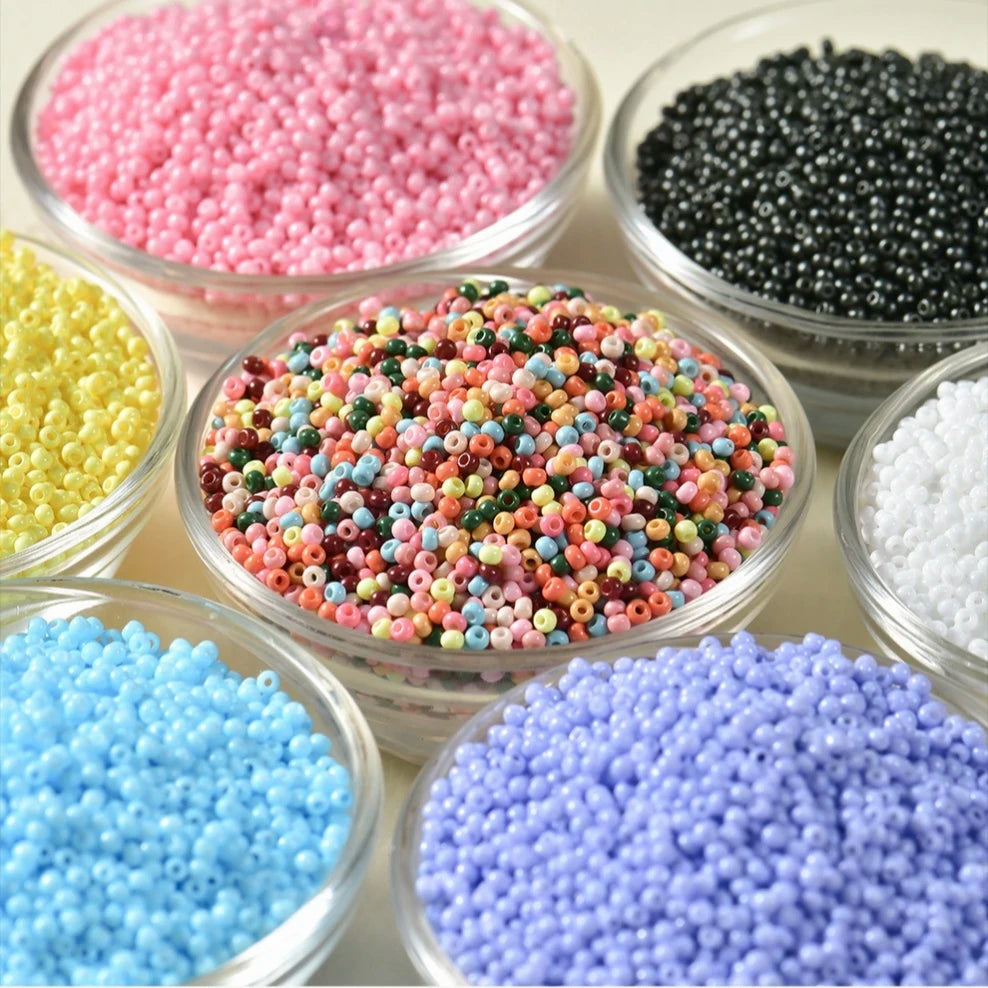 11/0 2mm 30g / 100g Pack Round Standard Shape Glass Solid Color Plated Seed Beads for DIY Jewelry Accessories