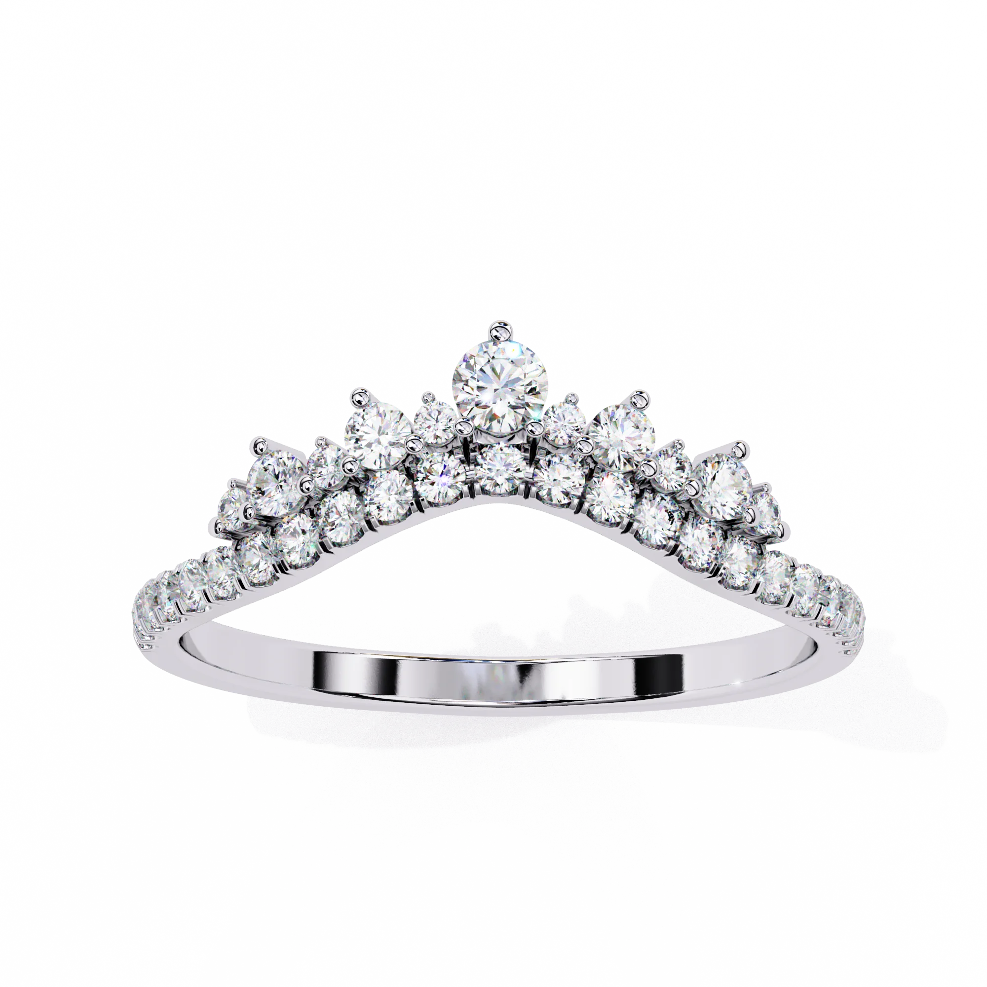 OMKAR JEWELS IGI Certified 0.40 Cents Zircon Ring Women's Luxury White Gold Platinum Engraved Effortless Band Engagement