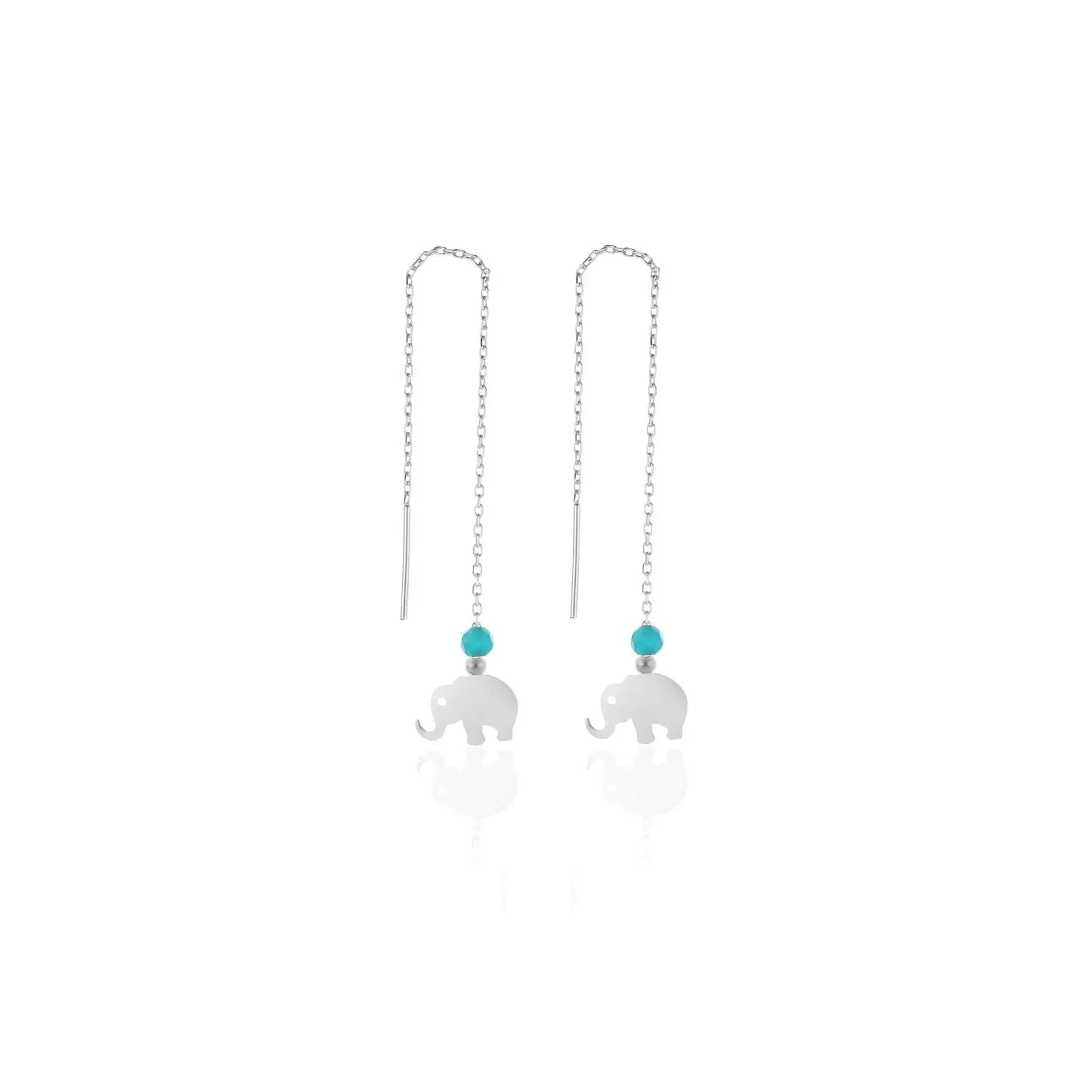 Azuris 925 Sterling Silver 10 cm Elephant Fine Stud Earrings Luxurious Jewelry for Women Turkey