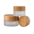 50g 1.7oz Natural Bamboo Containers Glass Cream Jar with Bamboo Lid for Face Cream