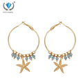 Unique Beach-Inspired Fashion Jewelry Starfish Pattern Alloy Huggie Earrings
