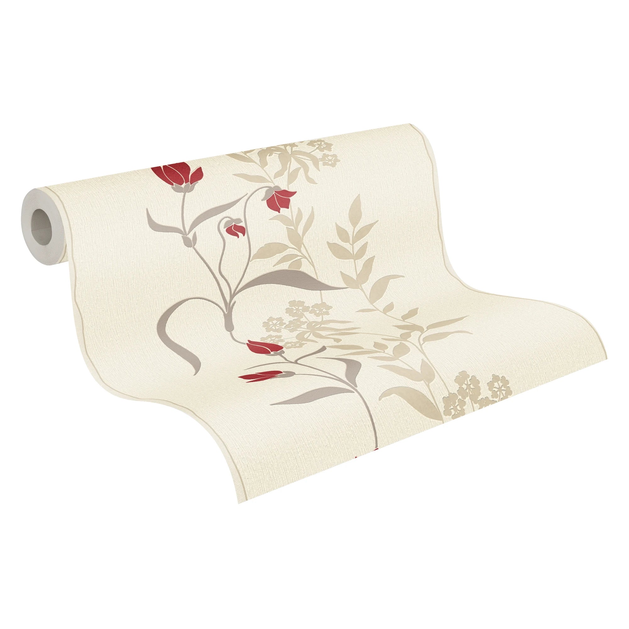 Made Germany Floral Cream Red Beige Non Woven Vinyl Modern Wallpaper Rolls for Living Room Hotel Use Highly Wash-Resistant