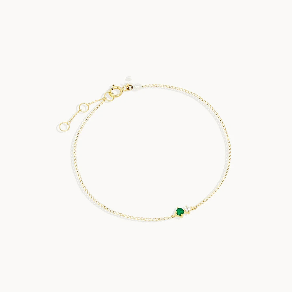 CANNER Simple Ins S925 Sterling Silver Daily Birthstone Twelve Month Birthday Gift Diamond Adjustable Bracelet Women18k