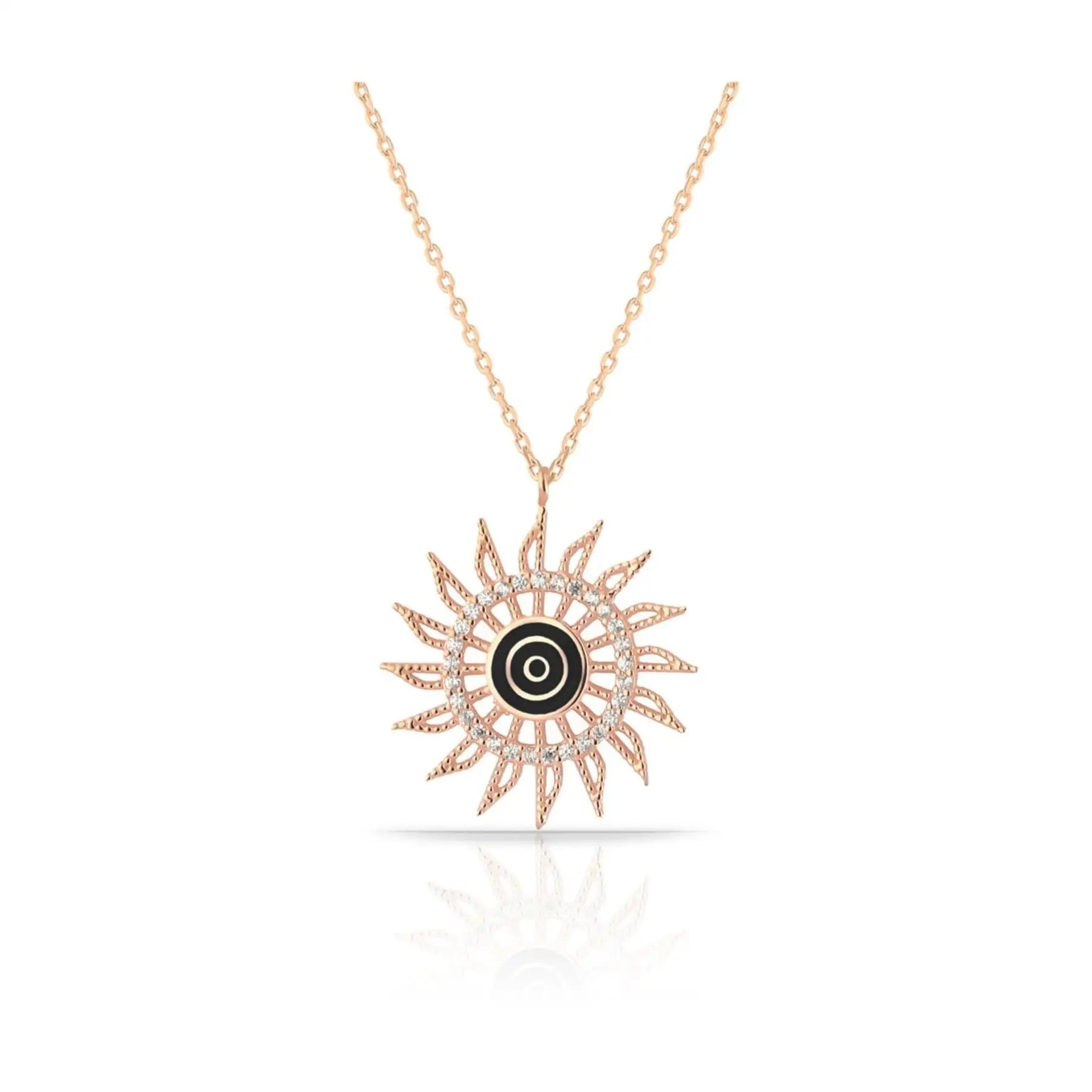 Azuris 925 Sterling Silver Enameled White Sun Pendant Necklace Fine Jewelry TR