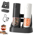 Custom 2Pack Adjustable Coarseness Large Capacity Electric Salt and Pepper Grinder Mills Set with Charging Base and LED Light