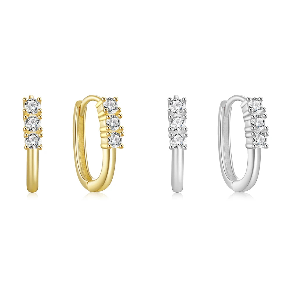 CANNER Customized S925 Sterling Silver U-Shaped Micro-Zircon Earrings 14k 18k Rhodium Plated Hoop Jewelry Trendy Personalized