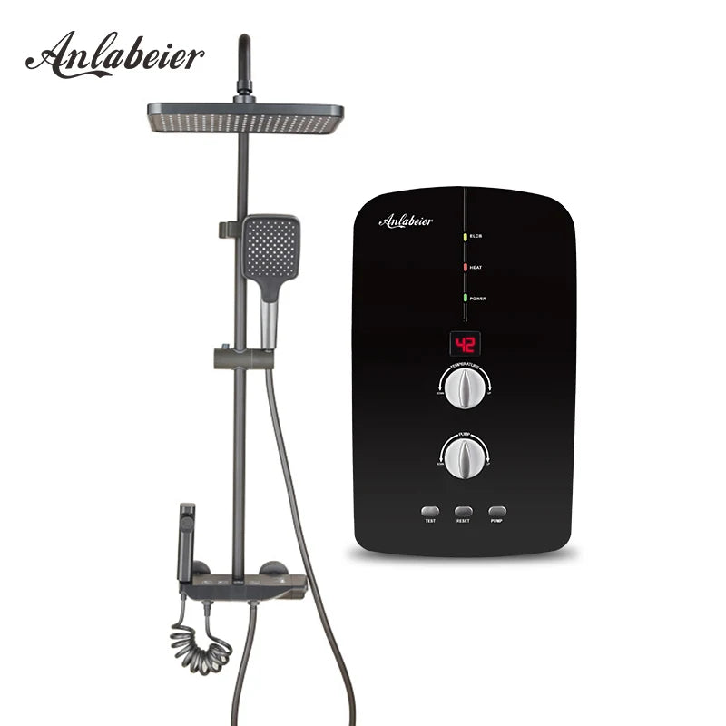 Smart Instant Electric Portable Bath Pressure Pump Water Heater 220V 5.5kW Stainless Steel Mini Shower Wall-Mounted IPx4