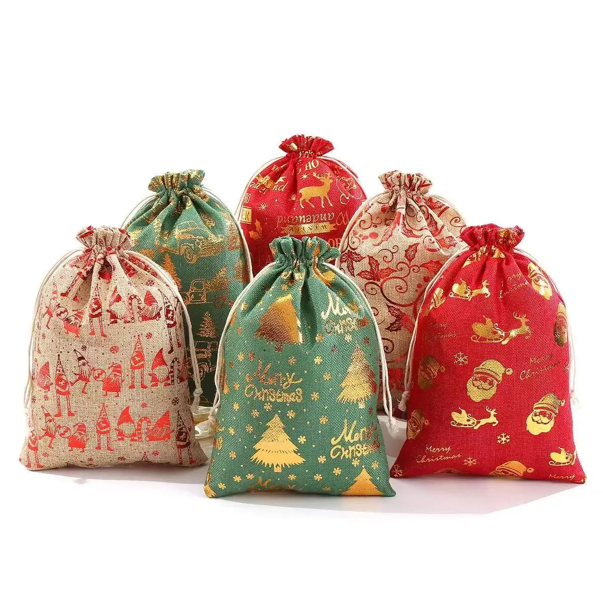 MU Christmas Packing Sack Bag Drawstring Storage Sack Bag Collecting Gift Red Green Tree Jewelry Accessories Count Time Sack Bag MegaBDM