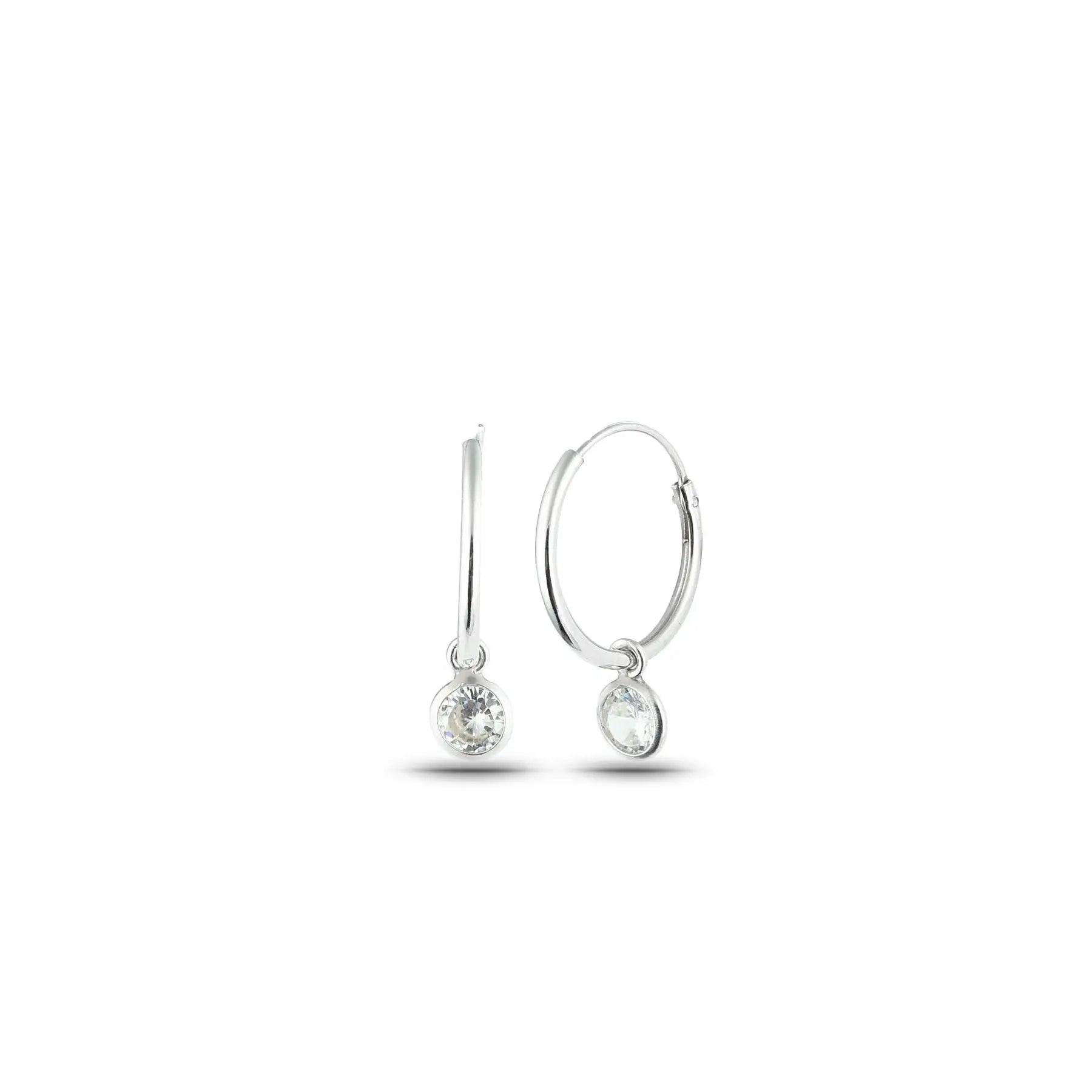 Azuris 925 Sterling Silver Hoop Stone Earrings Fine Luxury Ear Jewelry