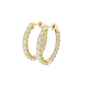 14K Yellow Gold Rhodium Plated Hoop Earrings Fine Trendy Religious Oval Moissanite Prong Setting F-G Hinged Back Party