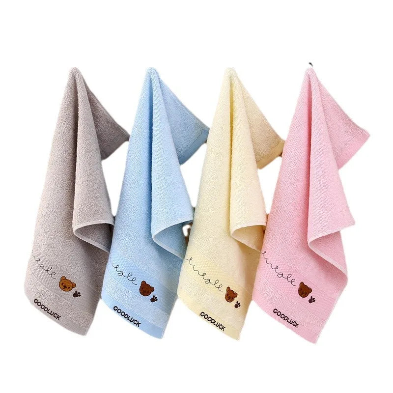 25x50cm Thickened Soft Kids Face Towel - Cartoon Embroidery Super Absorbent Household Bath Towel for Children