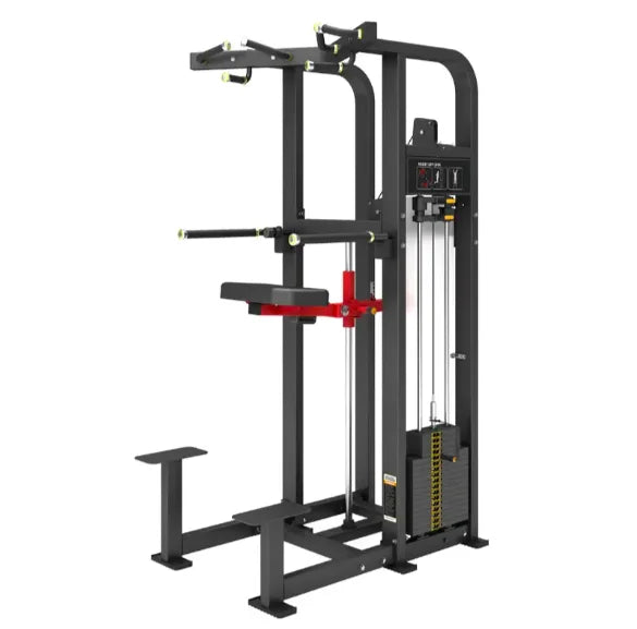Commercial Steel Strength Training Dip/Chin Assist Machine Pin Load 100kg Weight Stack Durable Multi-Function Chest Arms Legs