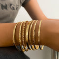 Punk Style Gold Color Twisted Chain Twist Bracelet Set for Women Jewelry Wholesale