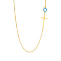 Wholesale Gold Plated Religious Peace Stainless Steel Pendant Bead Turkish Evil Devil Eye Cross Necklace