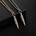Hip Hop Bullet Pendant Brass Gold Plated Iced Out Cubic Zirconia Bullet Shape Charm Necklace Punk Rock Streetwear Jewelry Gifts