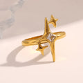 Dreamshow North Star Zircon Jewelry Fashion Gold Plated Rings Anti Tarnish Jewelry Stainless Steel Rings