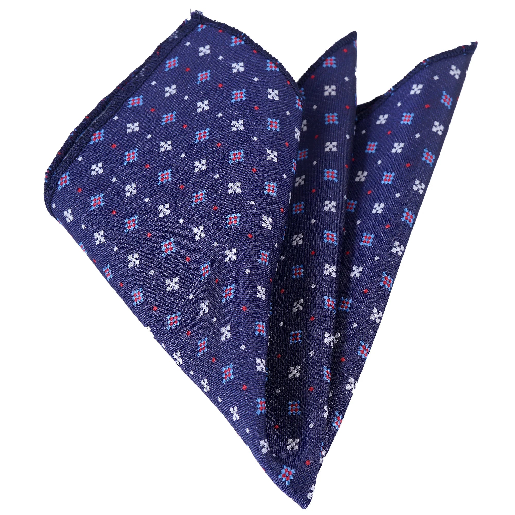 Navy Blue and White Patterned Jacquard Woven Neckerchief