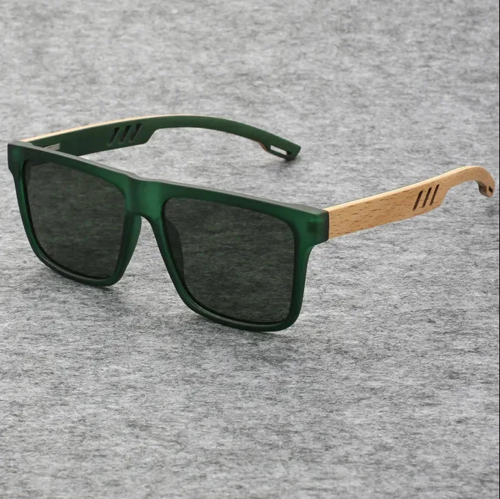 Logo Custom 2025 Fashion Square Driving Sun Glasses UV400 Wooden Grain Polarized Sunglasses for Men