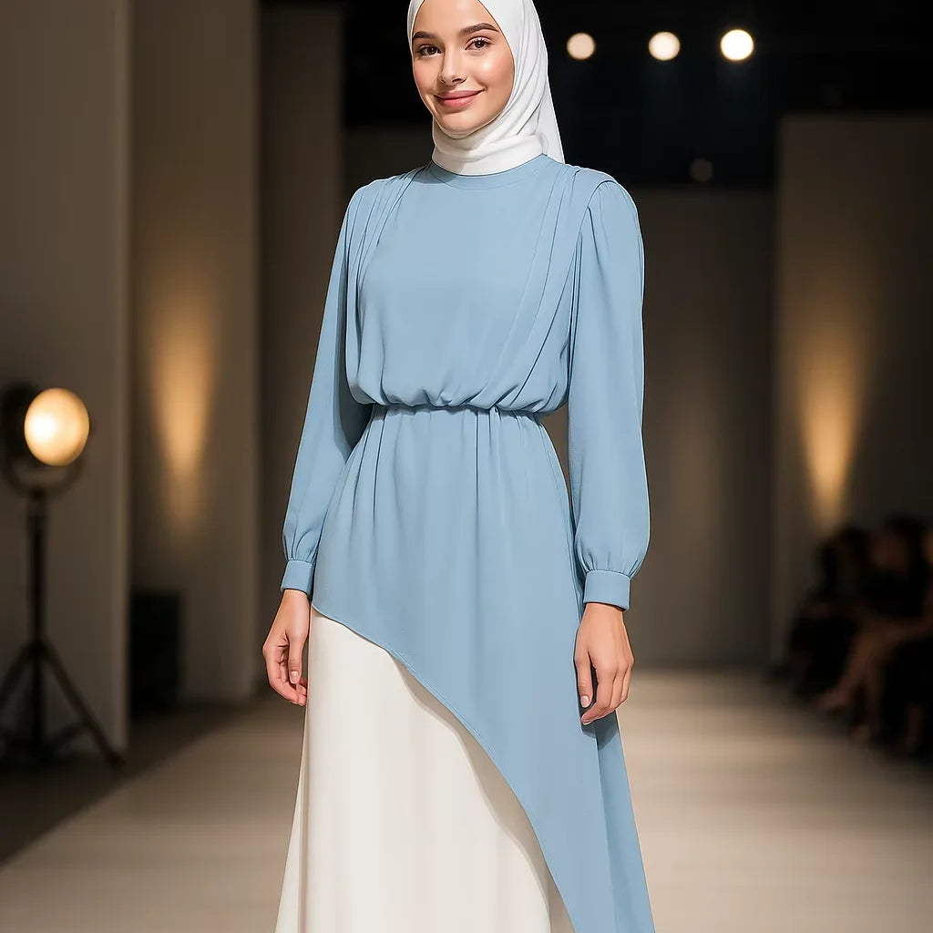 YXD107 Asymmetric Special Design Chiffon Loose Elegant 2026 Eid Tiktok Ig Long Dress Modest Customizable Factory Price Wholesale
