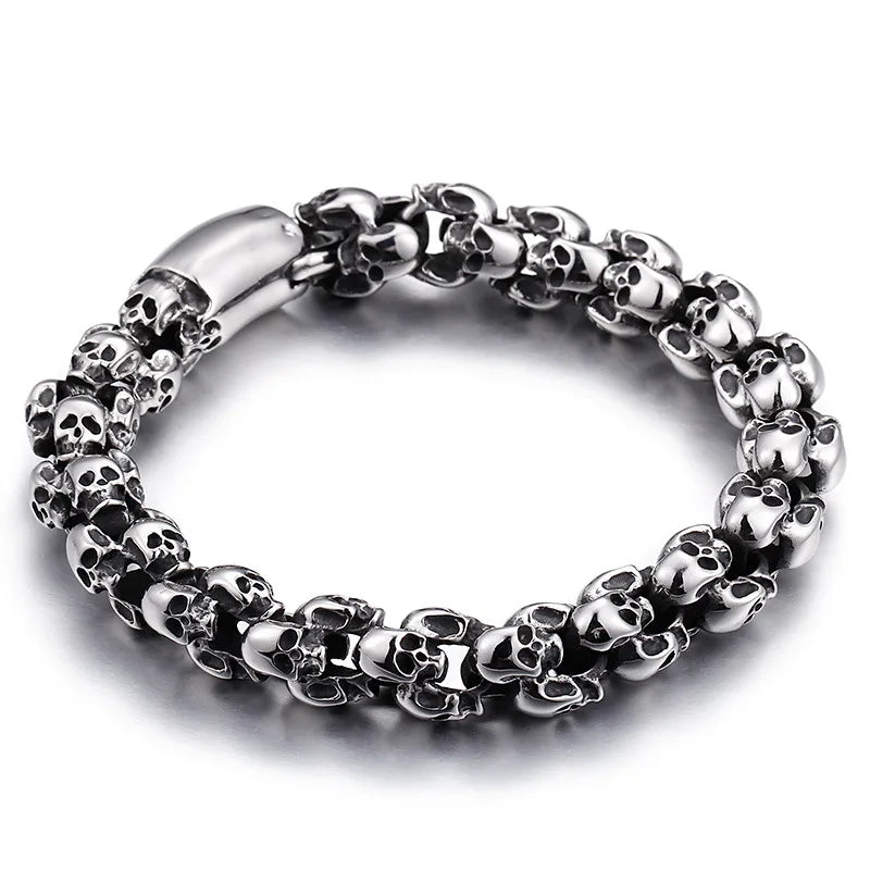 Fashion Stainless Steel Ghost Head Bracelet Retro Titanium Steel Skull Bracelet Men's Stainless Steel Jewelry