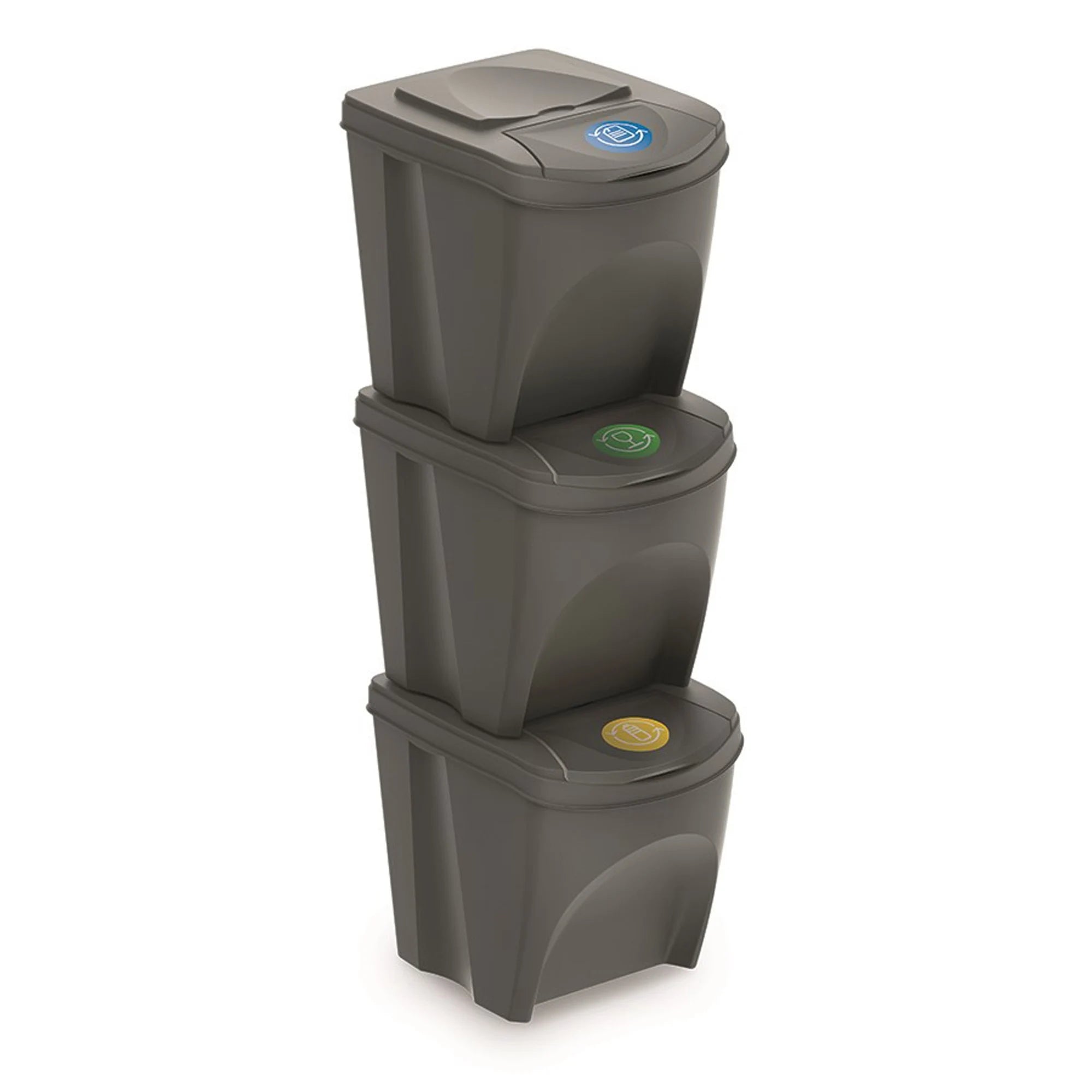 Set of 3 KEDEN SORTIBOX waste bins recycling bin grey volume 3x25L