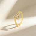 QIKU Elegant Bow Shape Opening Adjustable Rings Women Copper Zircon Jewelry Accessories Popular Girl Gift Wholesale Dropshipping
