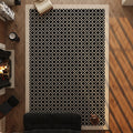 Black Cream Modern Floral Design Pet Friendly Non-Slip Low Pile Indoor Area Rug for Kitchen Entryway Doormat