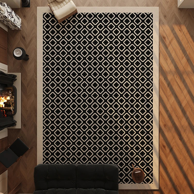 Black Cream Modern Floral Design Pet Friendly Non-Slip Low Pile Indoor Area Rug for Kitchen Entryway Doormat