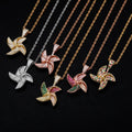 Exquisite Rotatable Windmill Pendant with Colorful Zircon Gold Plated Necklace Jewels for Women Men Sparkling Crystal Daily Wear