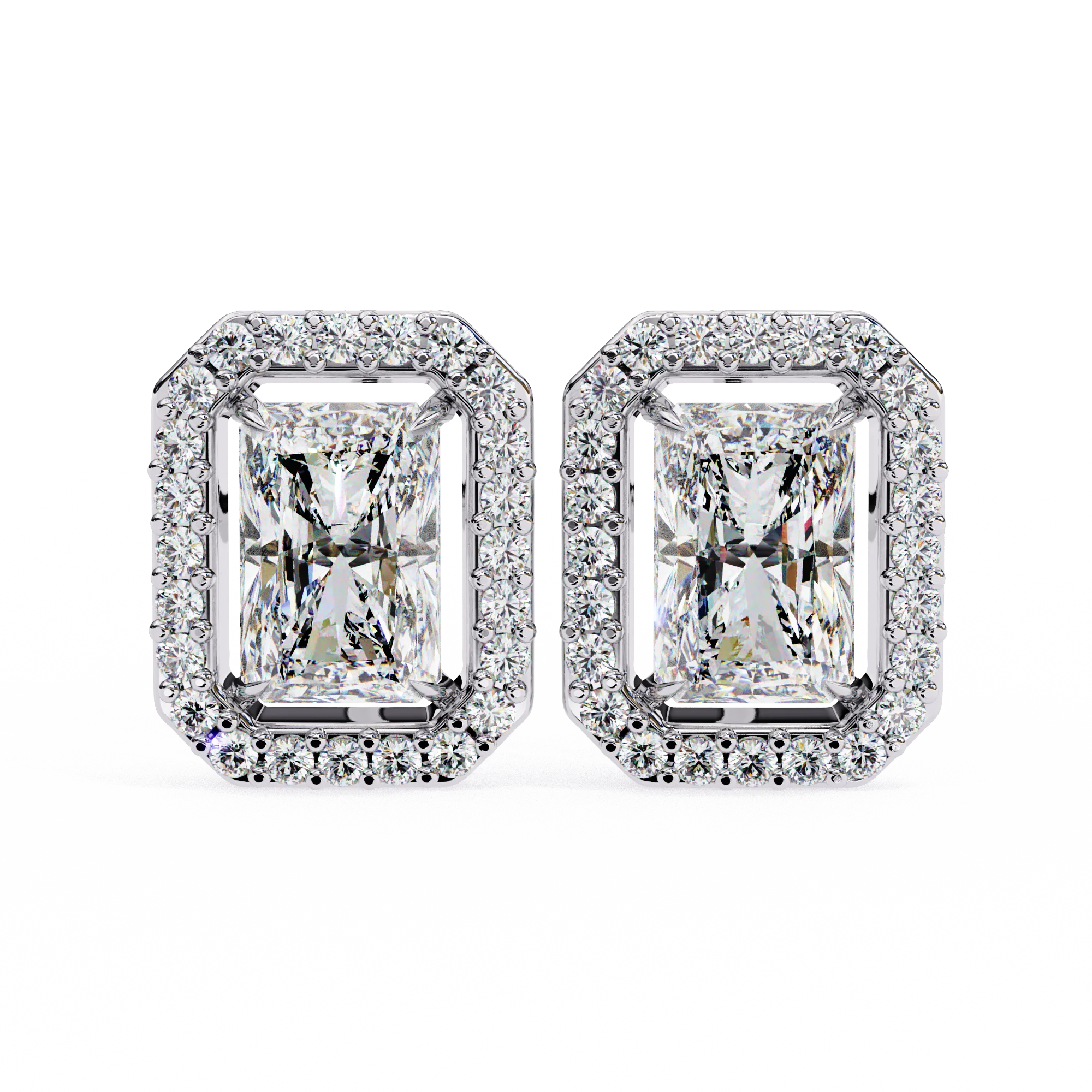 Aniva Ear Stud IGI Certified Earrings Radiant Cut CVD Natural Diamond Filled Trendy 14K Solid Gold Women's Party Earrings